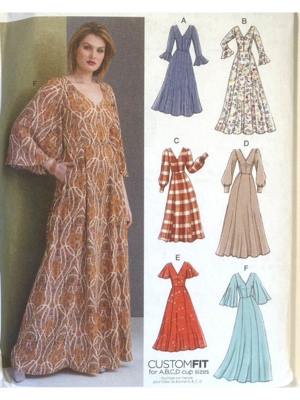 Very Easy Vogue V9328 Flowy Flare Maxi or Tea Length Dress Pattern Size 6-14 FF